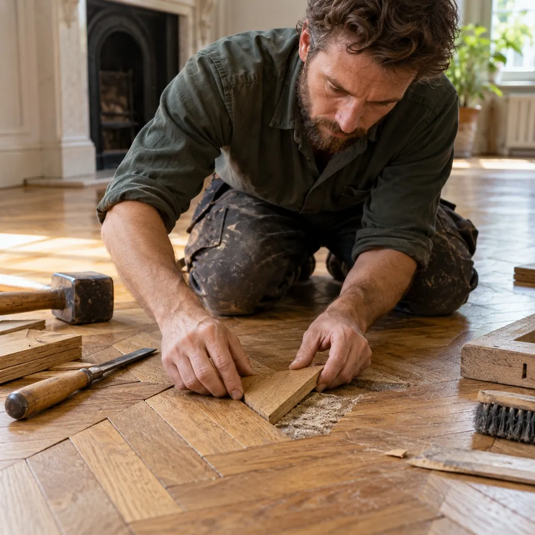 Reemplazo de un taco de parquet dañado